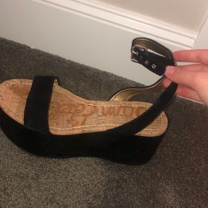 Black suede platform sandal